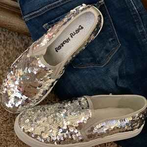 Dirty Laundry Silver Sequin Slip On Shoes